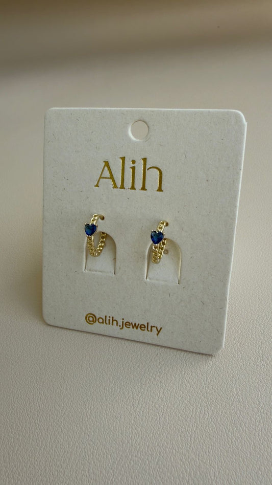 ARETES MINICORAZÓN ZAFIRO